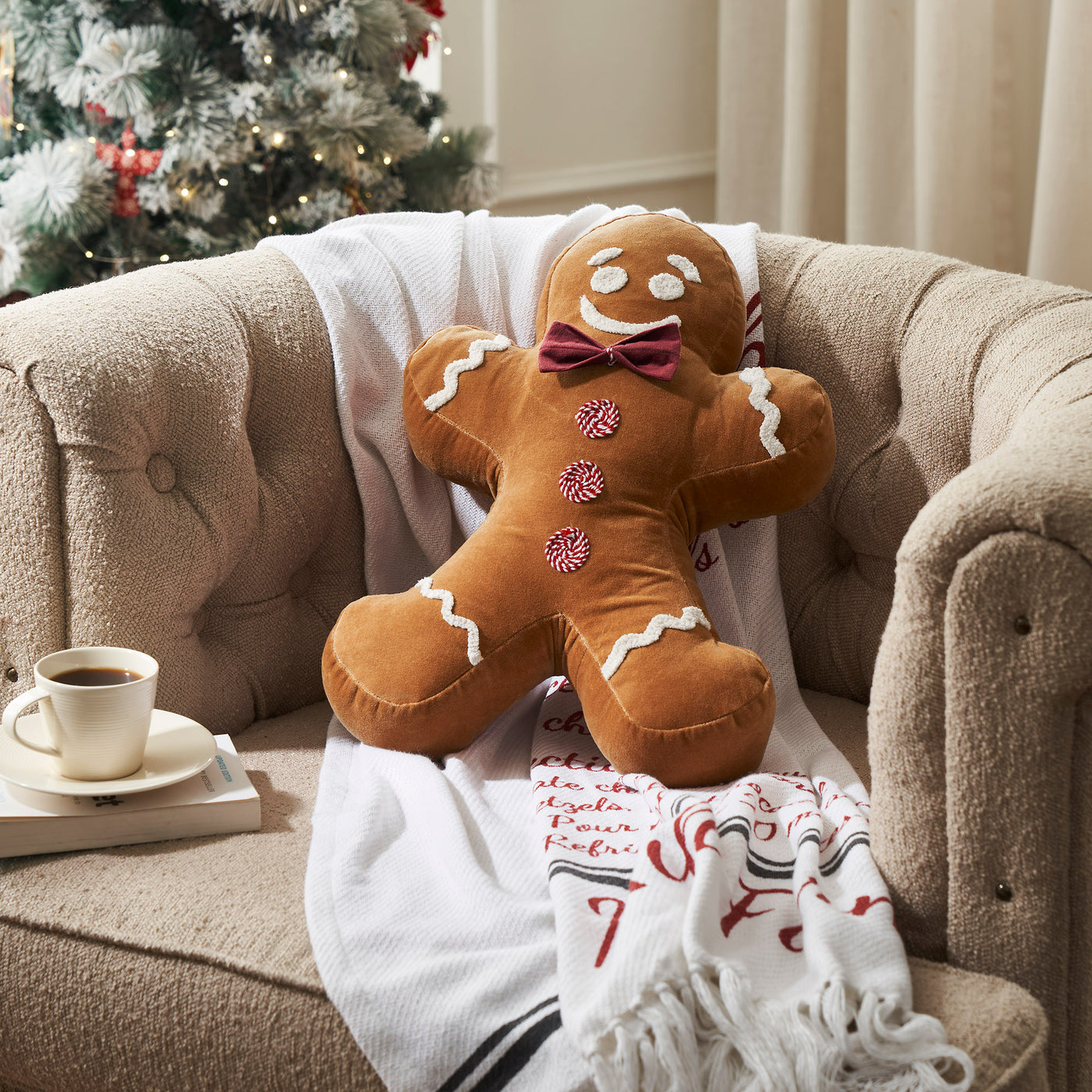 Mr Gingerbread Appliqued Pillow