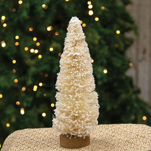 Flocked White Bottle Brush 12" H Tree