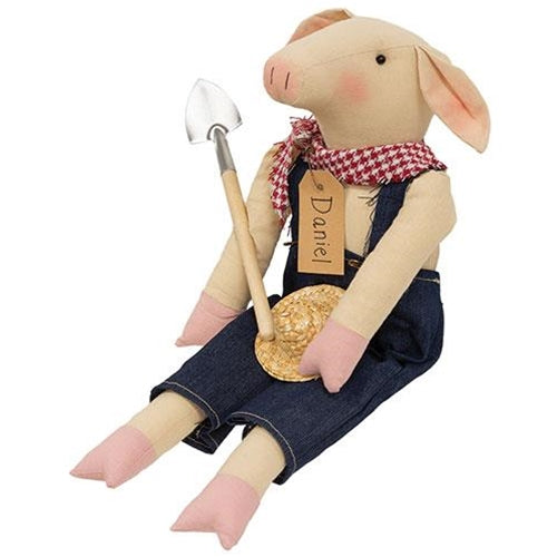Daniel the Gardener Pig Fabric Figure