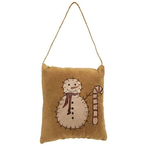 💵 $5.00 FRIDAY DEAL 💙 Primitive Snowman Candy Cane Pillow Ornament