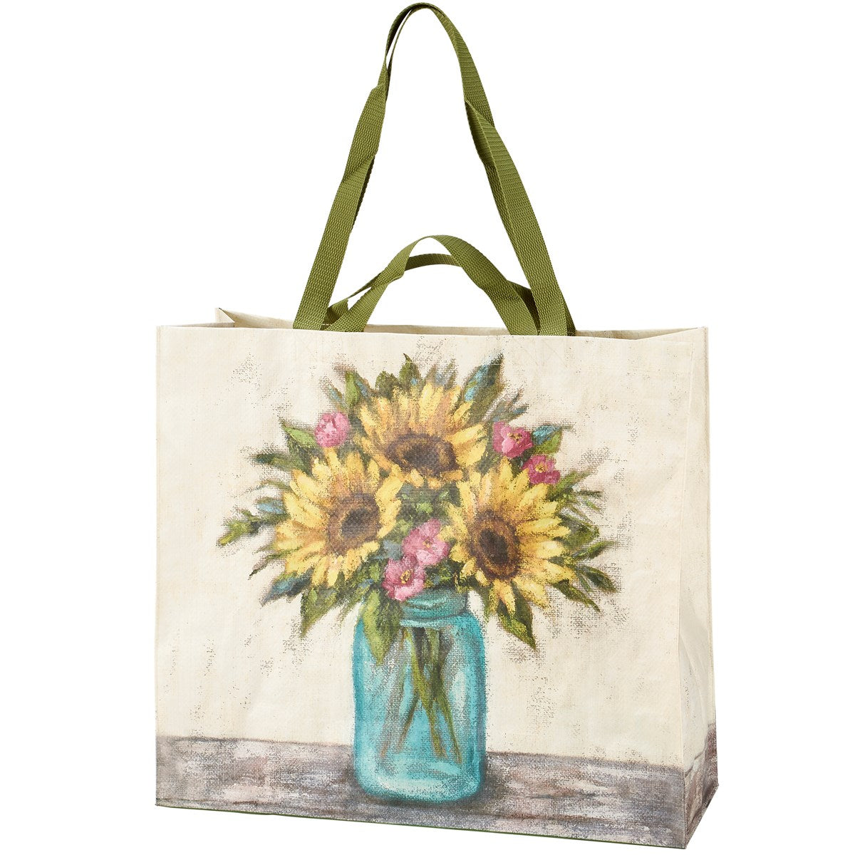 Sunflowers in Mason Jar Large Shopping Tote Bag