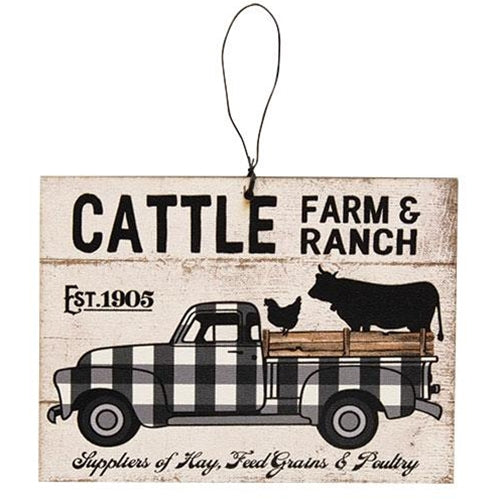 💙 Cattle Farm & Ranch Buffalo Check Truck Ornament