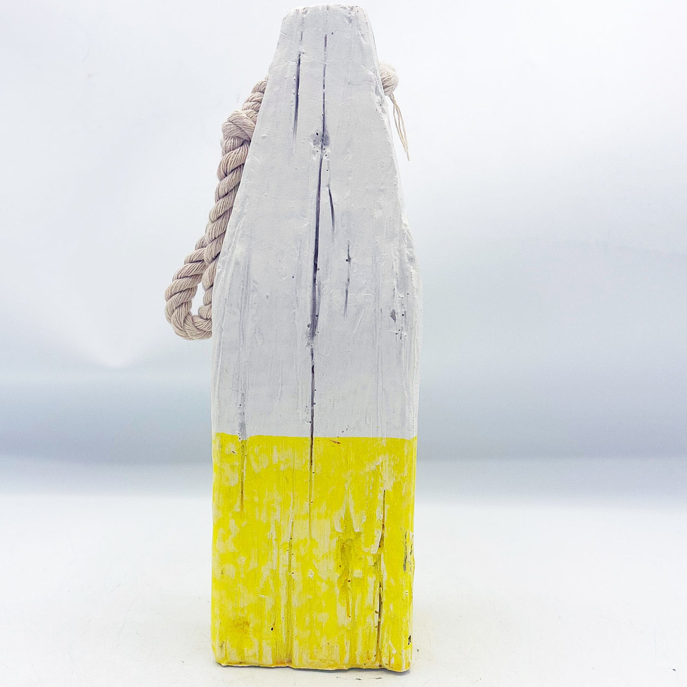 💙 White and Yellow Decorative Buoy Resin 8" H