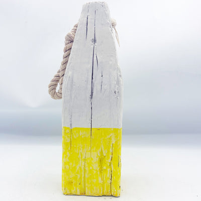 💙 White and Yellow Decorative Buoy Resin 8" H