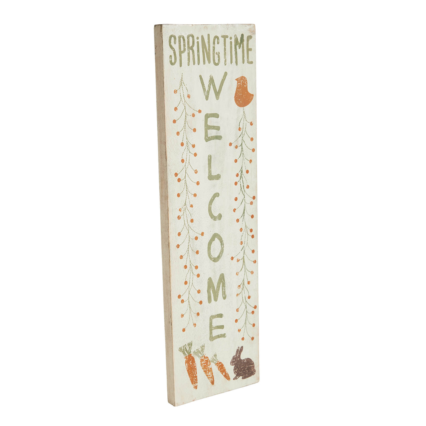 Springtime Welcome Bunny and Chick 20" Wooden Sign