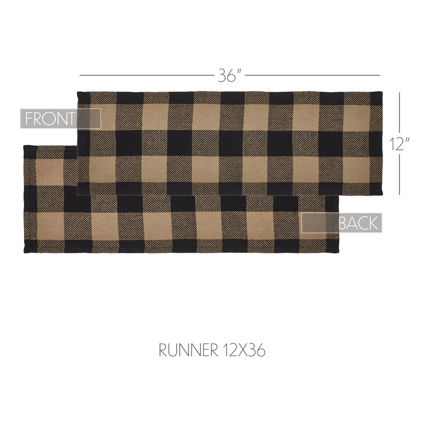 Black Check Table Runner 12" x 36"