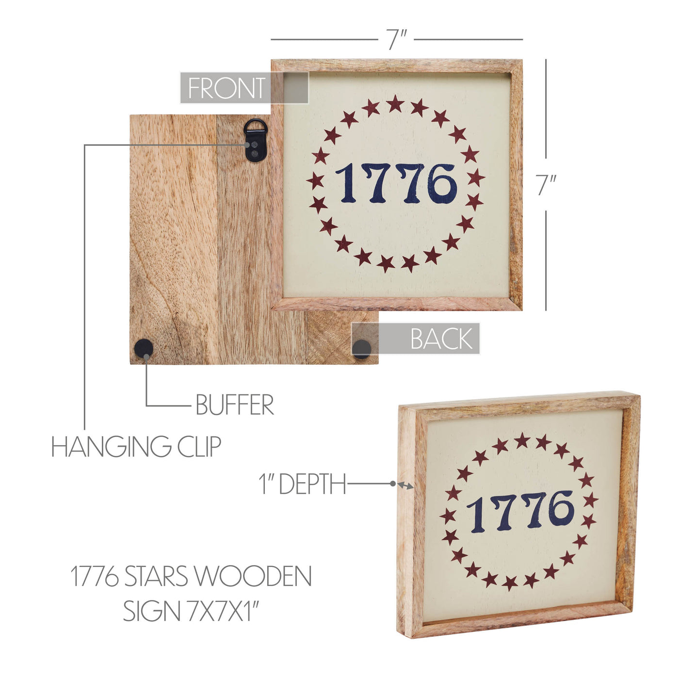 1776 Stars 7" Americana Wooden Sign