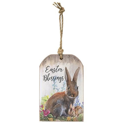 Easter Blessings Bunny Wooden Tag Ornament