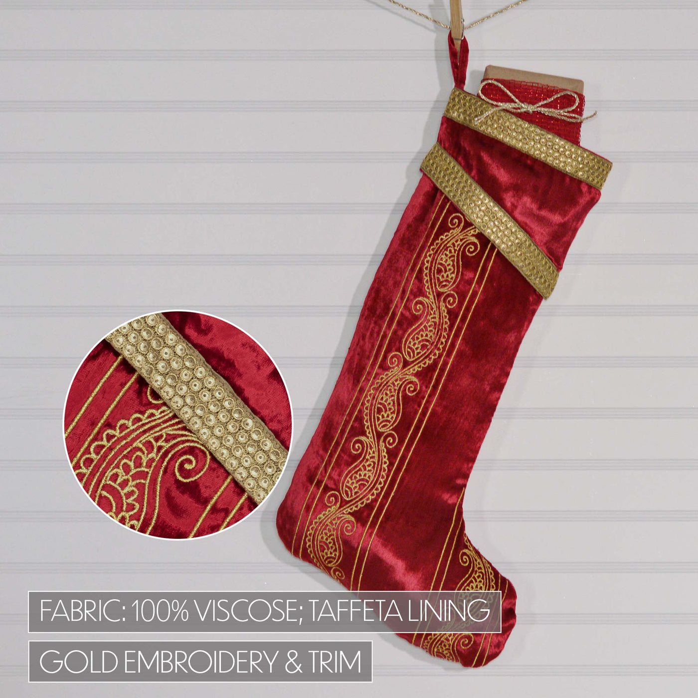 Yule Christmas Red and Gold 20" Stocking