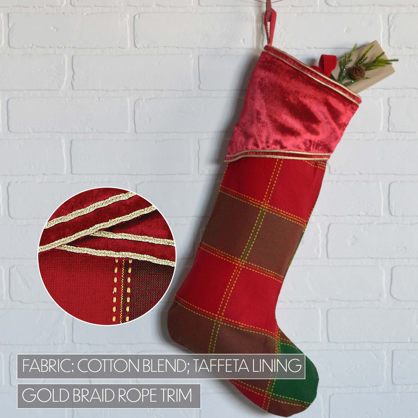 Tristan Red Tartan Christmas Stocking 20"