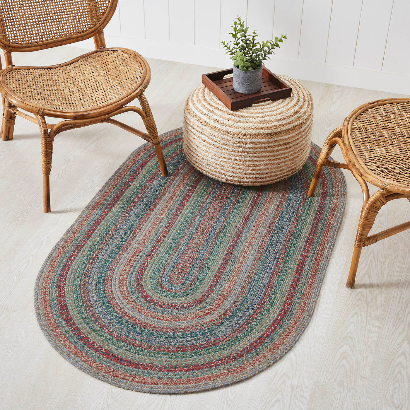 Multi Jute 60" Oval Rug Oval w/ Pad