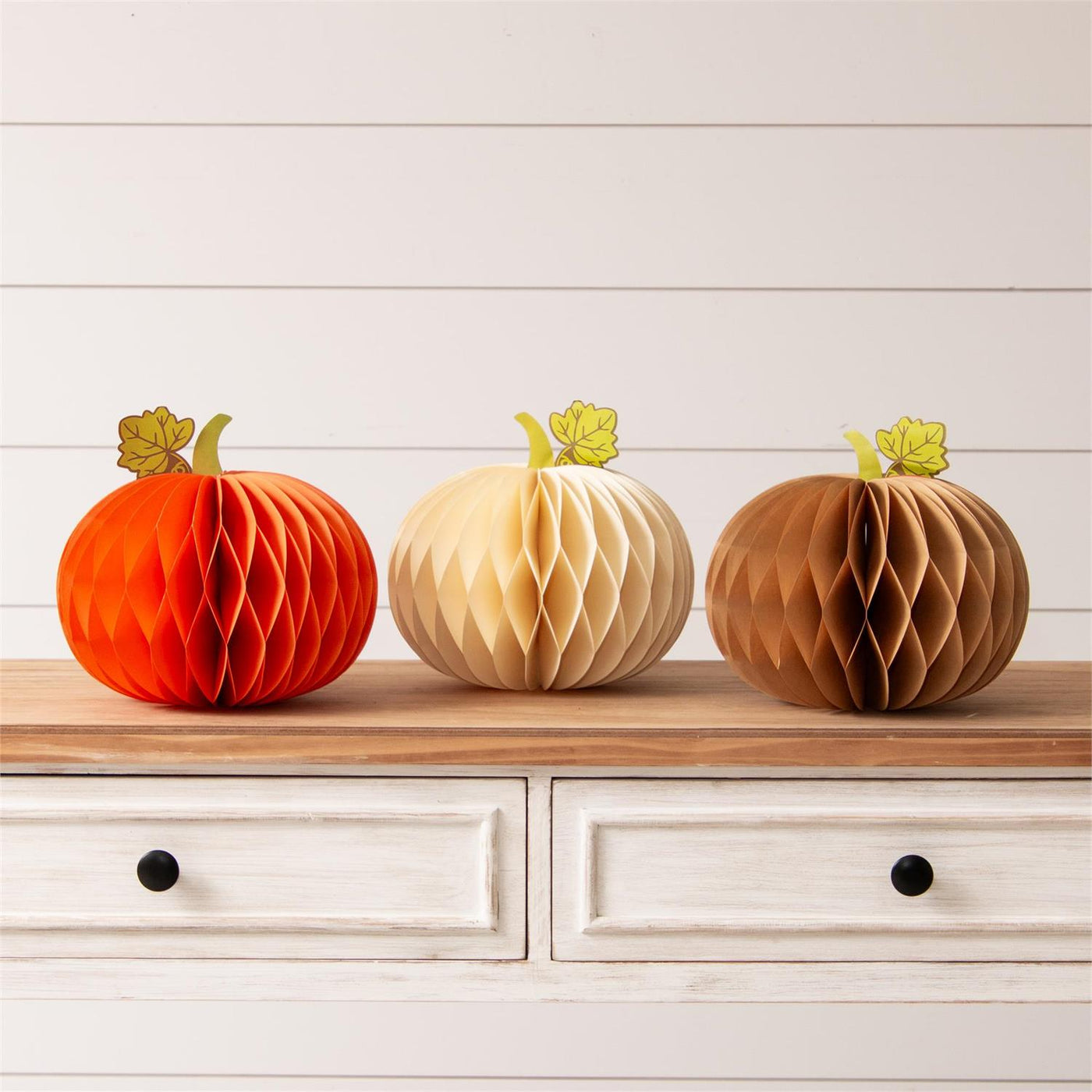 Set of 3 Paper Honeycomb Pumpkins 8"
