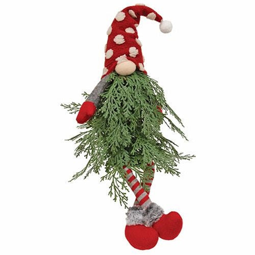 Lighted Polka Dot Christmas Tree Dangle Leg Gnome 24.5" H