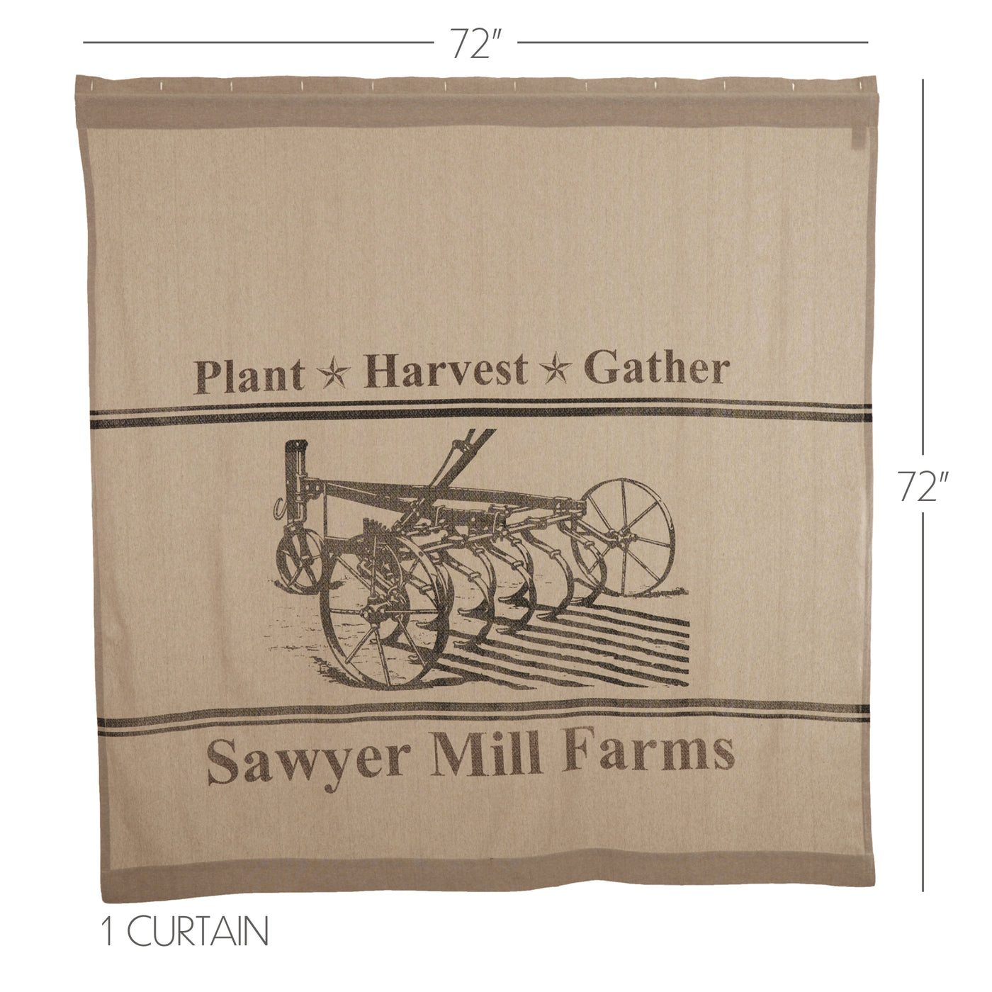 Sawyer Mill Charcoal Plow Shower Curtain 72" x 72"