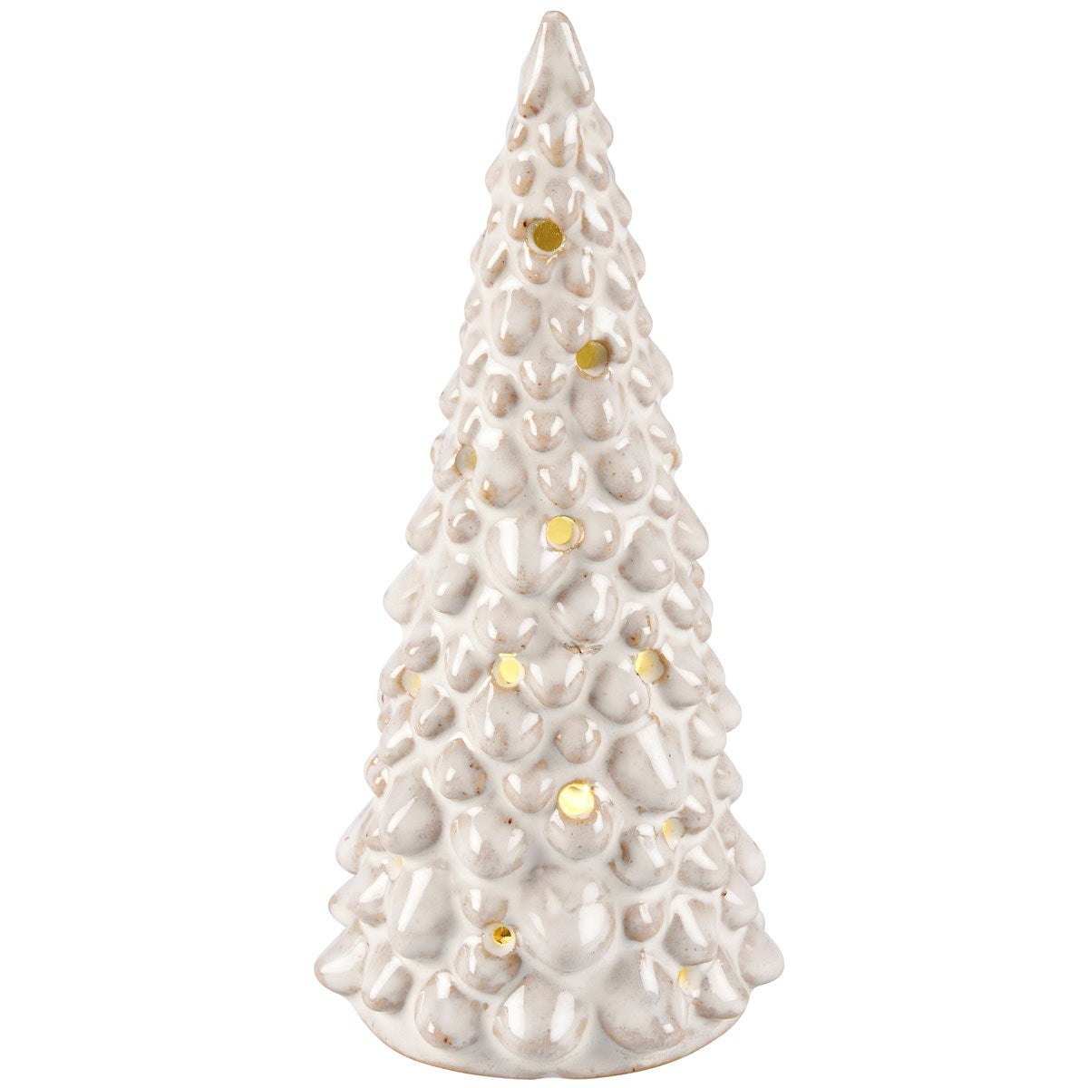 Set of 2 Lighted White Ceramic Christmas Trees