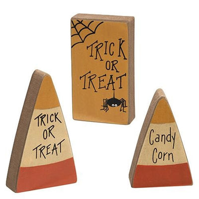 Set of 3 Trick or Treat Candy Corn Blocks