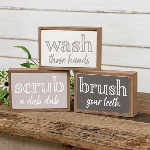 Set of 3 Bathroom Sayings Box Signs