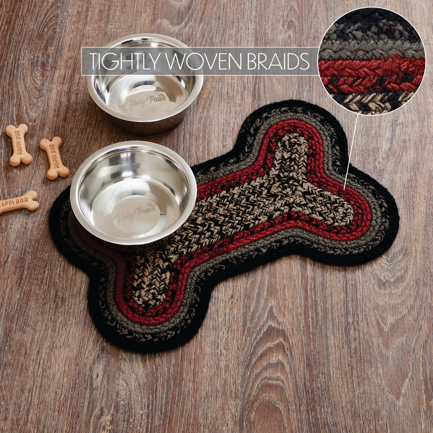 Small Bone Shaped Rug Red Black Gray Indoor/Outdoor