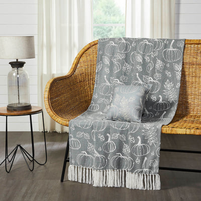 Silhouette Pumpkin Grey Throw 50" x 60"