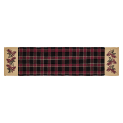 Connell Pinecone Burgundy and Black Table Runner 12" x 48"