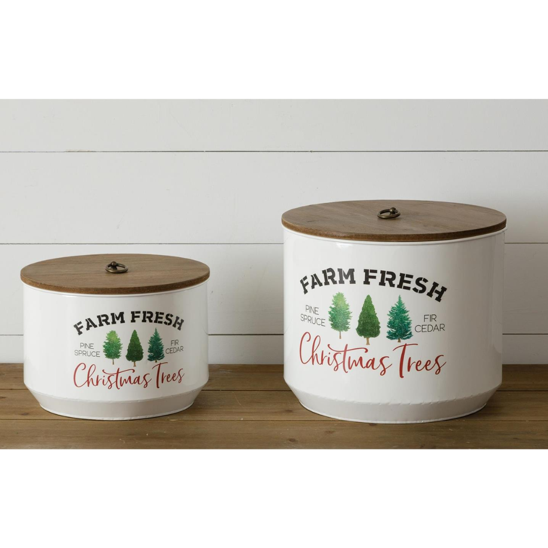 Set of 2 Farm Fresh Christmas Trees Bin with Lid