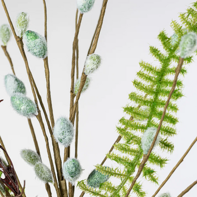 Fern and Pussywillows Birds Nest 20" Spray