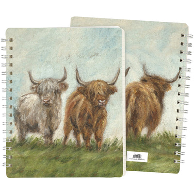 💙 Highland Cows in Field Spiral Notebook Journal