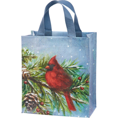 Cardinal on Pine Bough Small Daily Market Tote