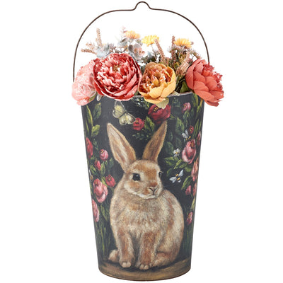 Set of 3 Bunny and Flowers Wall Buckets