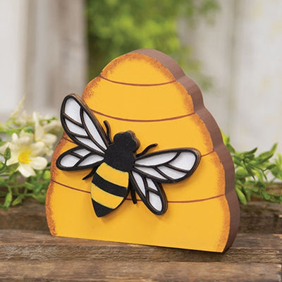 Honeycomb Beehive and Bee Wooden Sitter