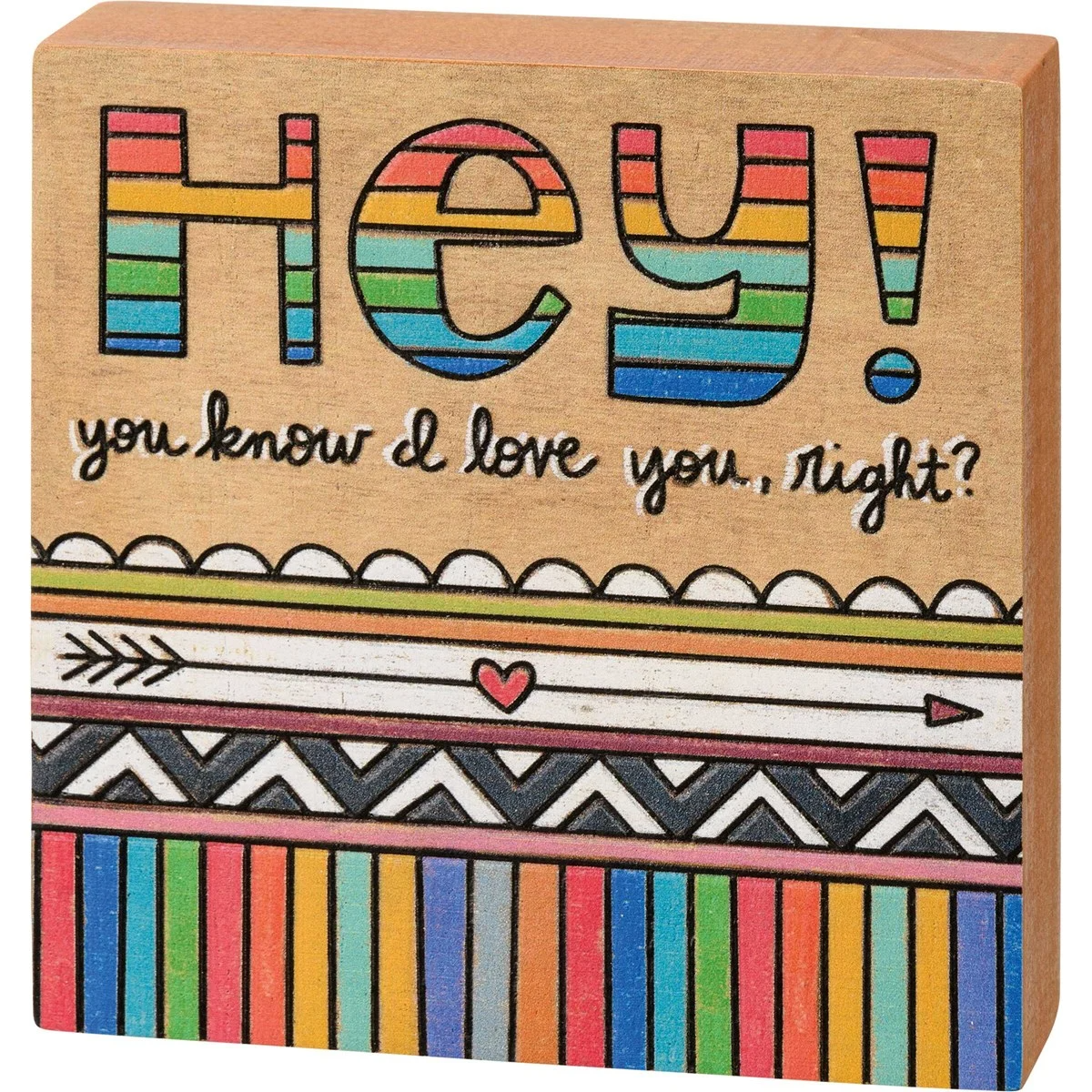 Hey! You Know I Love You, Right? 4" Block Sign