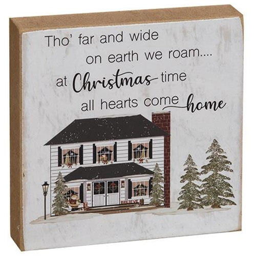 Set of 2 Winter Time House Square Block Signs