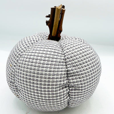 💙 Gray Fabric 6" Pumpkin with Twig Stem