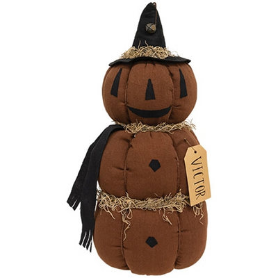 DAY 20 🎃 25 Days of SUMMERWEEN Victor Pumpkin Stack Fabric Halloween Doll with Witch Hat