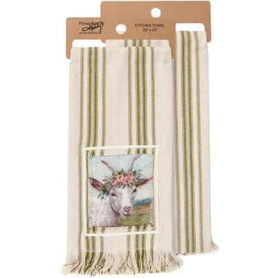 Floral Crown Goat Kitchen Towel