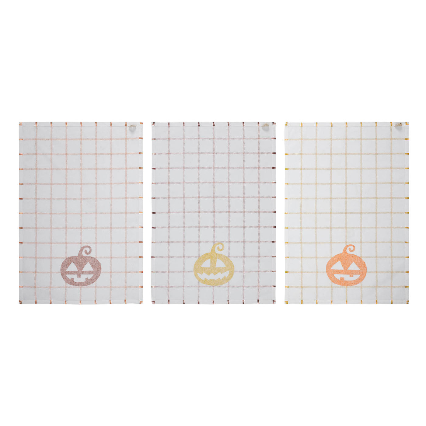 Set of 3 Country Halloween Jack O' Lanterns Tea Towels