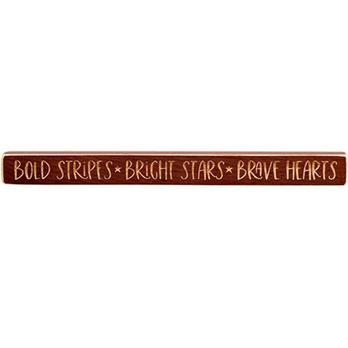 Bold Stripes Bright Stars Brave Hearts 18" Engraved Block