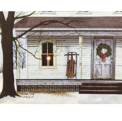Winter Porch Billy Jacobs LED Lighted Art Canvas 12" x 16"