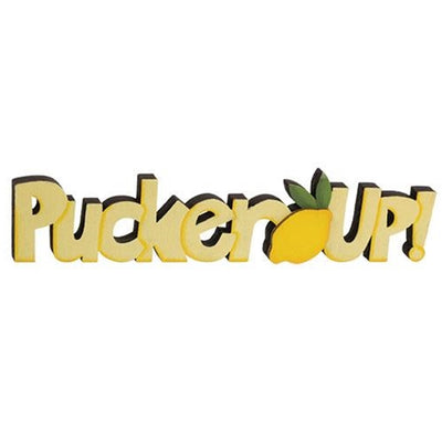 💙 Pucker Up Lemon Wooden Word Cutout Sitter