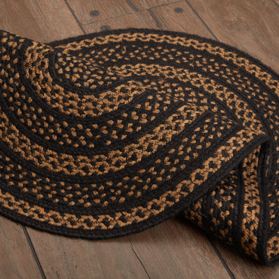 Black & Tan Jute 36" Oval Rug Oval