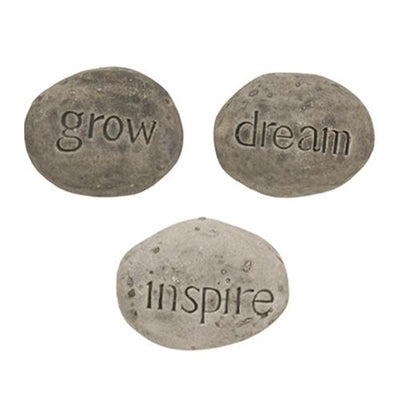 Set of 3 Dream Grow Inspire Resin Garden Stones
