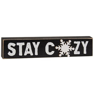 Stay Cozy Snowflake 7" Wooden Block Sign