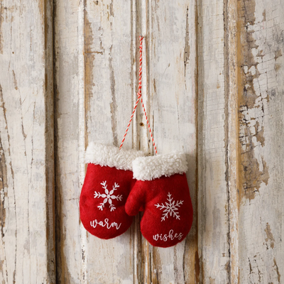 Warm Wishes Red Snowflake Mitten Ornament
