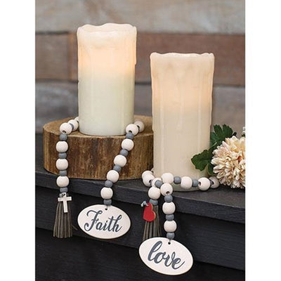 Set of 2 Faith or Love Beaded Garland With Cross and Heart Charms