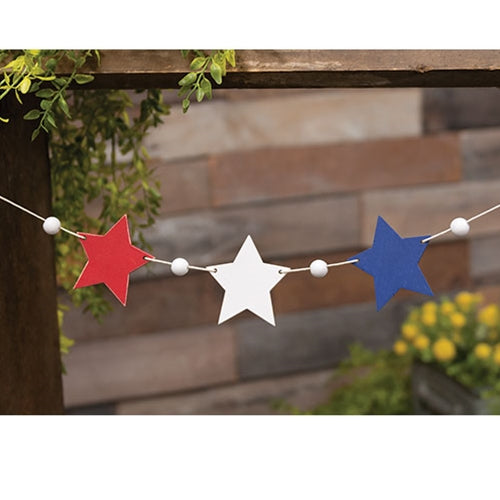 💙 Wooden Americana Stars & Beads Mini Garland
