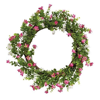 Pink & White Wildflower 18" Faux Floral Twig Wreath