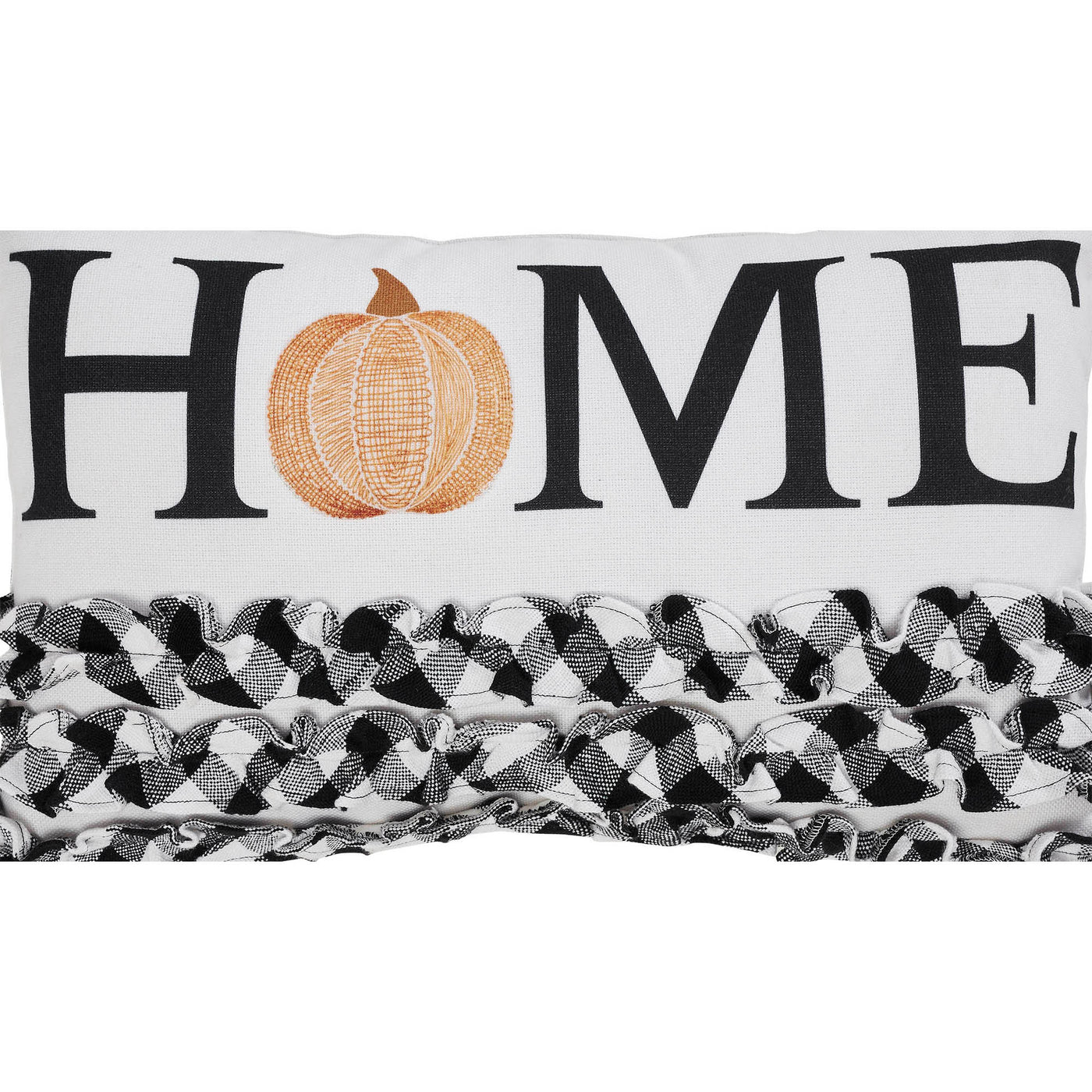 Annie Black Check Home Pumpkin Ruffle Accent Pillow