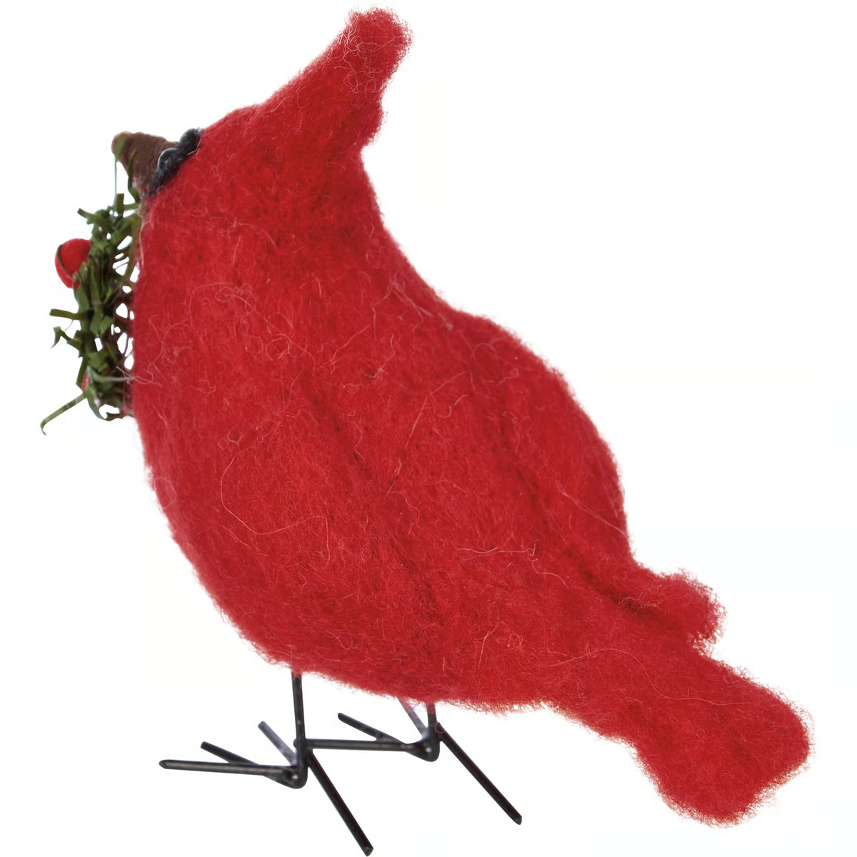 DAY 11 ✨ 14 Days of Felted Cheer ✨ Cardinal With Wreath Felt Bird Critter