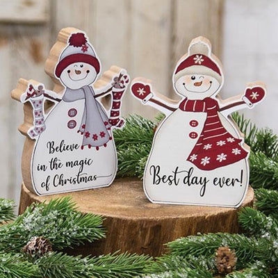 💙 Set of 2 Best Day Ever Chunky Snowman Sitter Signs