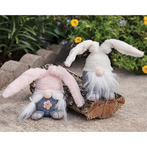 Mr and Mrs Mini Fuzzy Bunny Fabric Gnomes